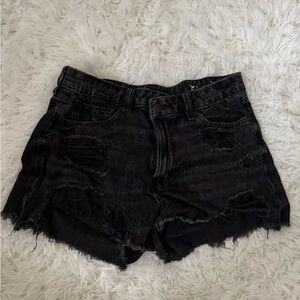 Women's Black Distressed Denim Shorts